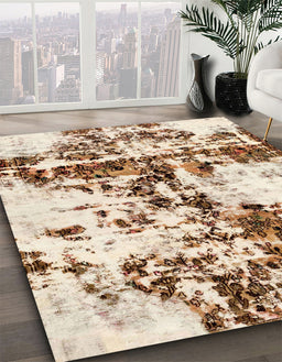 Abstract Light Brown Modern Rug in Family Room, abs1942