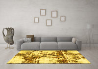 Machine Washable Abstract Yellow Modern Rug, wshabs1942yw