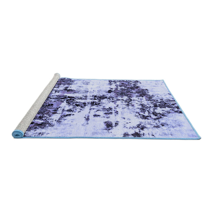 Sideview of Machine Washable Abstract Blue Modern Rug, wshabs1942blu
