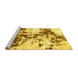 Sideview of Machine Washable Abstract Yellow Modern Rug, wshabs1942yw