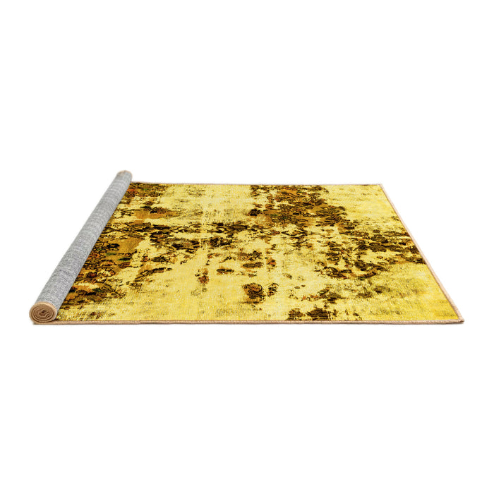 Sideview of Machine Washable Abstract Yellow Modern Rug, wshabs1942yw
