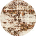 Round Abstract Light Brown Modern Rug, abs1942