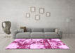 Machine Washable Abstract Pink Modern Rug in a Living Room, wshabs1942pnk