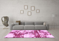 Machine Washable Abstract Pink Modern Rug, wshabs1942pnk