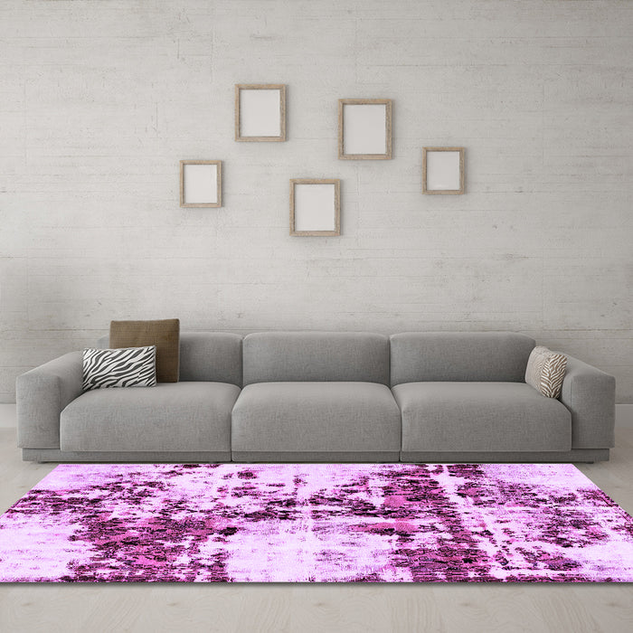 Machine Washable Abstract Purple Modern Area Rugs in a Living Room, wshabs1942pur