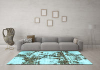 Machine Washable Abstract Light Blue Modern Rug, wshabs1942lblu