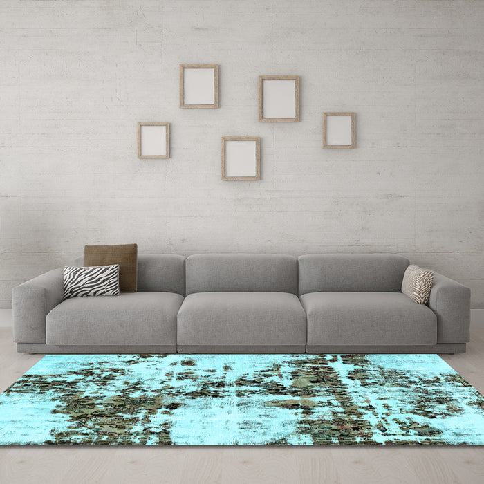 Machine Washable Abstract Light Blue Modern Rug in a Living Room, wshabs1942lblu