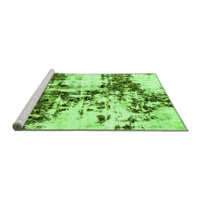 Sideview of Machine Washable Abstract Green Modern Area Rugs, wshabs1942grn