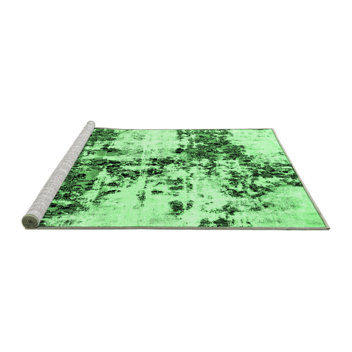 Sideview of Machine Washable Abstract Emerald Green Modern Area Rugs, wshabs1942emgrn