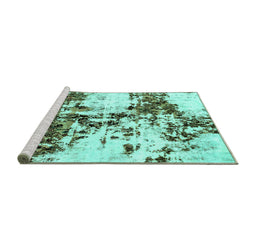 Sideview of Machine Washable Abstract Turquoise Modern Area Rugs, wshabs1942turq