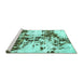 Sideview of Machine Washable Abstract Turquoise Modern Area Rugs, wshabs1942turq