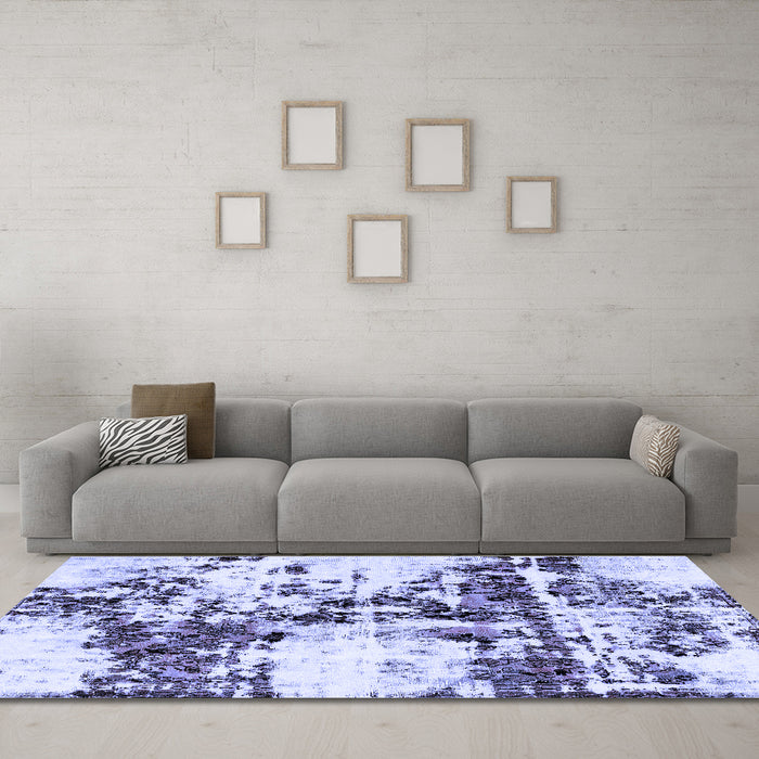 Machine Washable Abstract Blue Modern Rug in a Living Room, wshabs1942blu