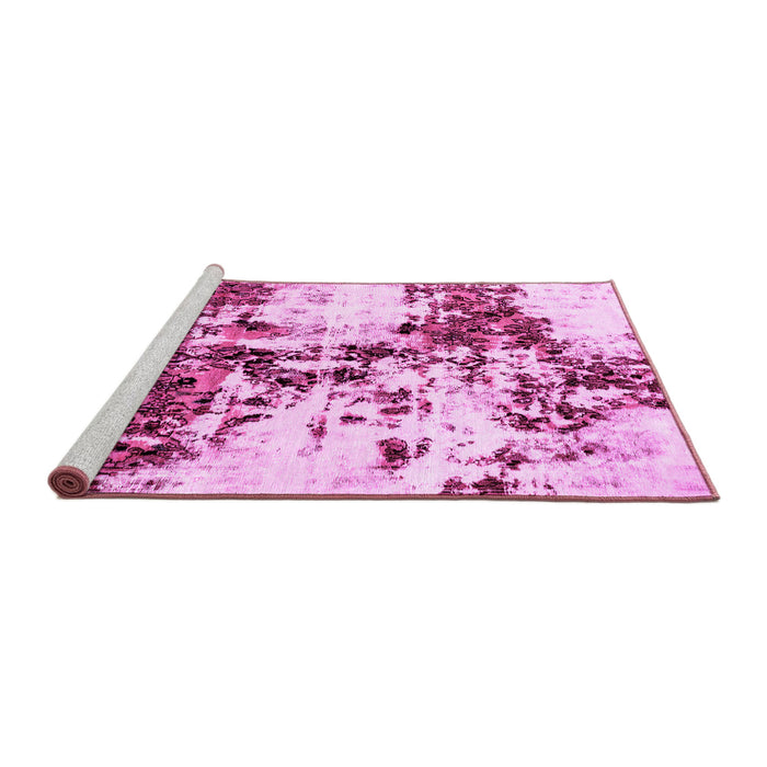Sideview of Machine Washable Abstract Pink Modern Rug, wshabs1942pnk