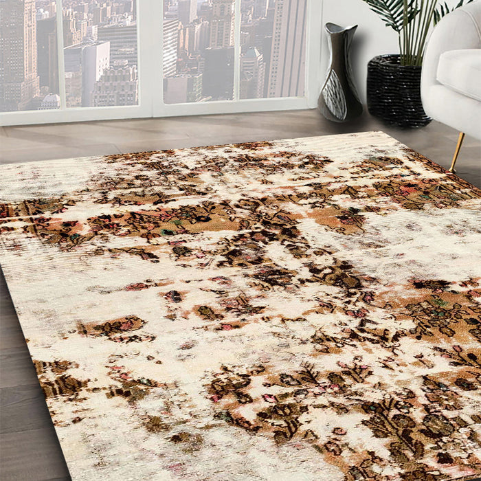 Machine Washable Abstract Light Brown Rug in a Family Room, wshabs1942