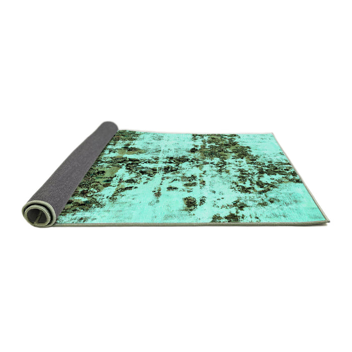 Sideview of Abstract Turquoise Modern Rug, abs1942turq