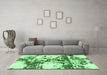 Machine Washable Abstract Emerald Green Modern Area Rugs in a Living Room,, wshabs1942emgrn