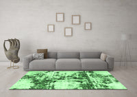 Machine Washable Abstract Emerald Green Modern Rug, wshabs1942emgrn