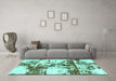 Machine Washable Abstract Turquoise Modern Area Rugs in a Living Room,, wshabs1942turq