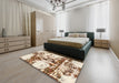 Abstract Light Brown Modern Rug in a Bedroom, abs1942