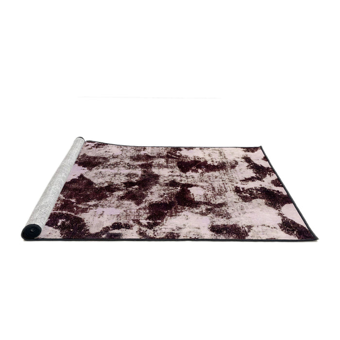 Sideview of Machine Washable Abstract Vermilion Red Rug, wshabs1943