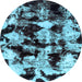 Round Abstract Light Blue Modern Rug, abs1943lblu