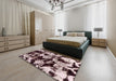 Machine Washable Abstract Vermilion Red Rug in a Bedroom, wshabs1943