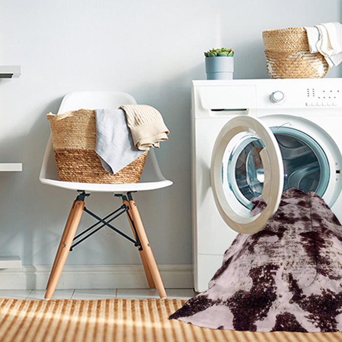 Machine Washable Abstract Vermilion Red Rug in a Washing Machine, wshabs1943