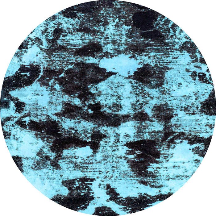 Round Machine Washable Abstract Light Blue Modern Rug, wshabs1943lblu