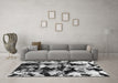 Machine Washable Abstract Gray Modern Rug in a Living Room,, wshabs1943gry