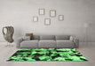 Machine Washable Abstract Emerald Green Modern Area Rugs in a Living Room,, wshabs1943emgrn