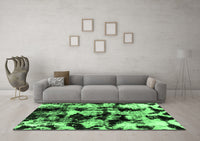 Machine Washable Abstract Emerald Green Modern Rug, wshabs1943emgrn