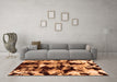 Machine Washable Abstract Orange Modern Area Rugs in a Living Room, wshabs1943org