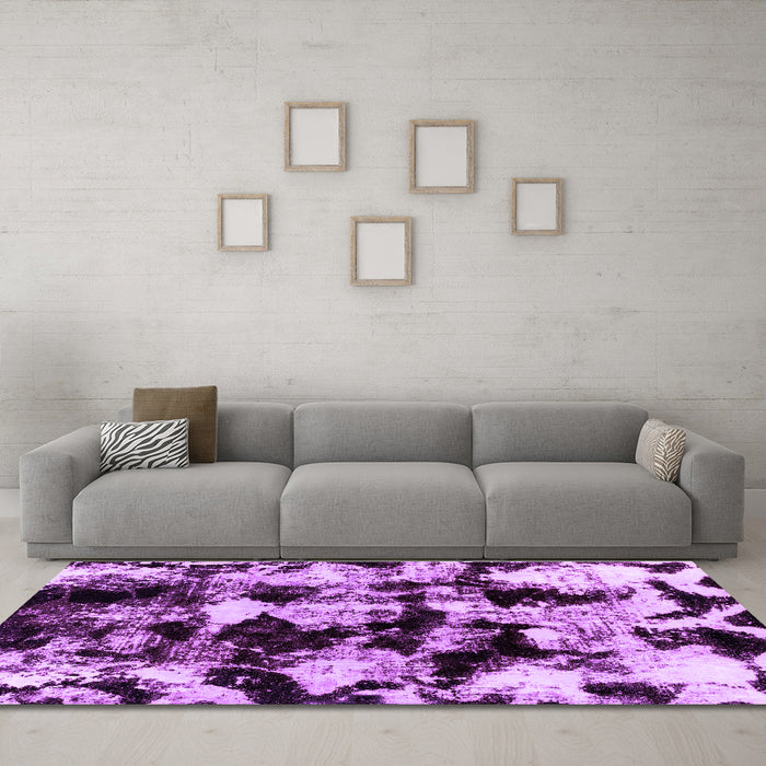 Machine Washable Abstract Purple Modern Area Rugs in a Living Room, wshabs1943pur