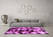 Machine Washable Abstract Pink Modern Rug in a Living Room, wshabs1943pnk