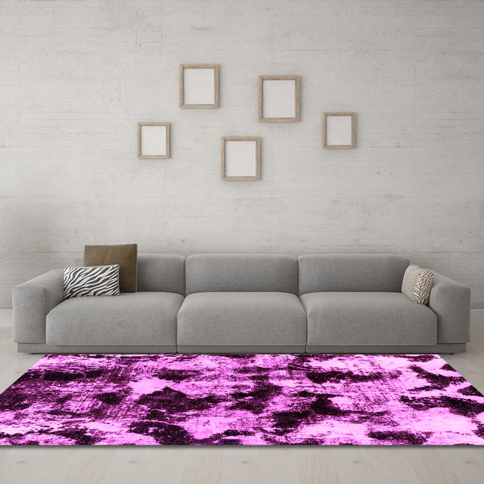 Machine Washable Abstract Pink Modern Rug in a Living Room, wshabs1943pnk