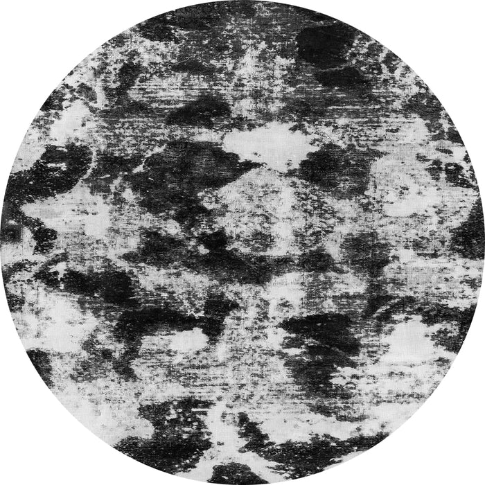 Round Machine Washable Abstract Gray Modern Rug, wshabs1943gry