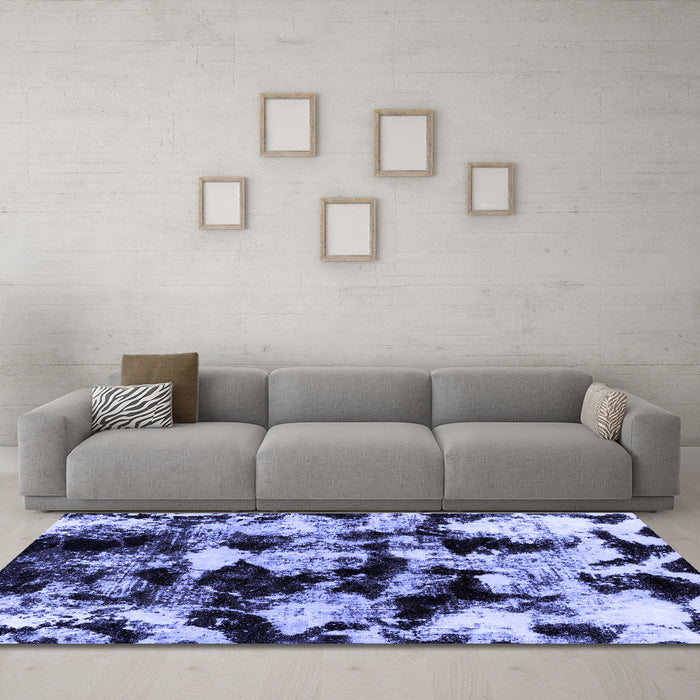Machine Washable Abstract Blue Modern Rug in a Living Room, wshabs1943blu