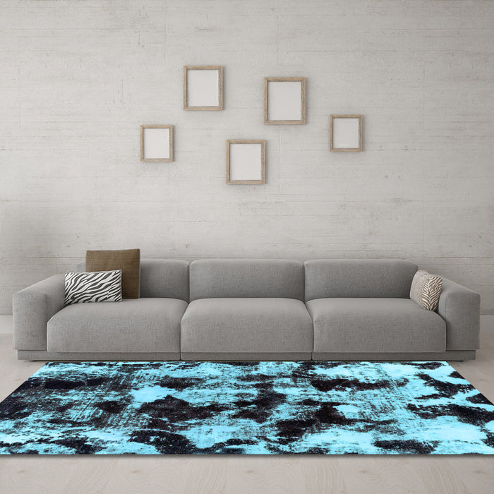 Machine Washable Abstract Light Blue Modern Rug in a Living Room, wshabs1943lblu