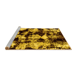 Sideview of Machine Washable Abstract Yellow Modern Rug, wshabs1943yw