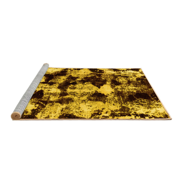 Sideview of Machine Washable Abstract Yellow Modern Rug, wshabs1943yw