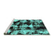 Sideview of Machine Washable Abstract Turquoise Modern Area Rugs, wshabs1943turq