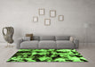 Machine Washable Abstract Green Modern Area Rugs in a Living Room,, wshabs1943grn