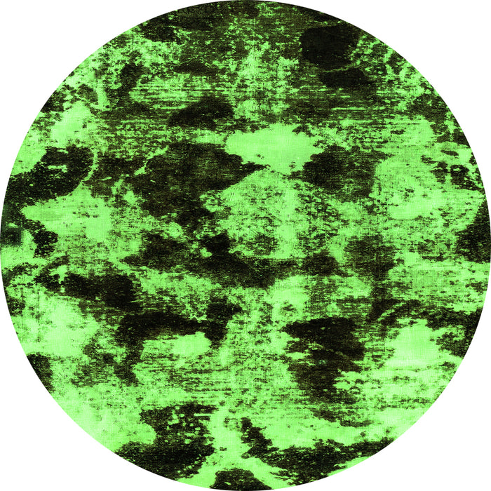 Round Machine Washable Abstract Green Modern Area Rugs, wshabs1943grn