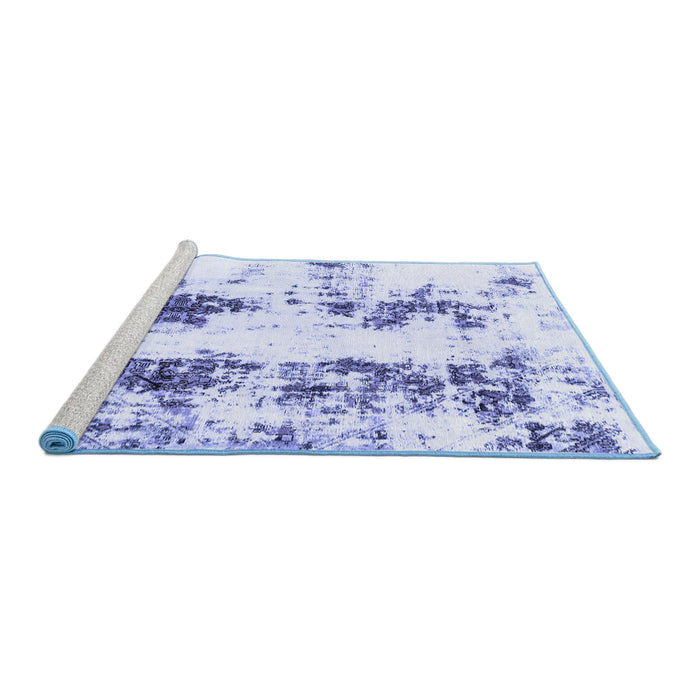Sideview of Machine Washable Abstract Blue Modern Rug, wshabs1944blu