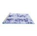 Sideview of Machine Washable Abstract Blue Modern Rug, wshabs1944blu