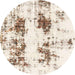 Round Abstract Blanched Almond Beige Modern Rug, abs1944