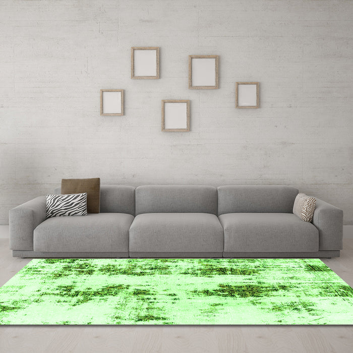Machine Washable Abstract Green Modern Area Rugs in a Living Room,, wshabs1944grn