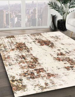 Machine Washable Abstract Blanched Almond Beige Rug in a Family Room, wshabs1944
