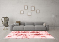 Machine Washable Abstract Red Modern Rug, wshabs1944red