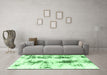 Machine Washable Abstract Emerald Green Modern Area Rugs in a Living Room,, wshabs1944emgrn